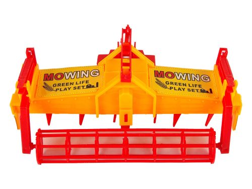 Piros traktor narancssárga kultivátor meghajtással