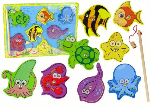 Fából készült készlet tengeri állatok fogásához