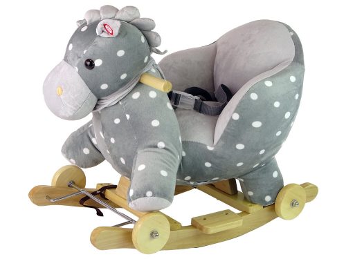 Hintaló, rálovagolható, 2 az 1-ben, ló kisgyermekeknek, szürke, pöttyös