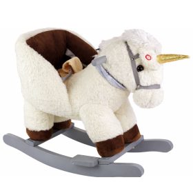 Unikornis hintaló kisgyermekeknek, fehér-bézs színben