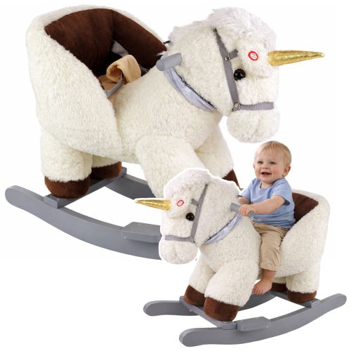 Unikornis hintaló kisgyermekeknek, fehér-bézs színben