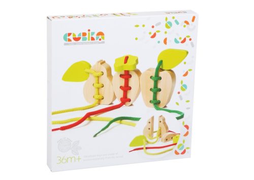 Fából készült zsinórjáték átlapolt gyümölcs körte alma eper 14811