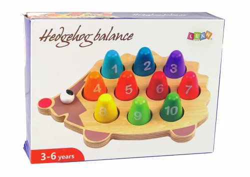 Fából készült oktatási sündisznó 10 színes gyalog