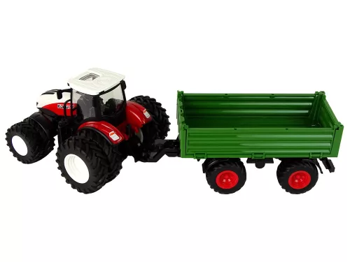 RC traktor utánfutóval 1:24 piros zöld