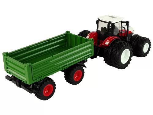 RC traktor utánfutóval 1:24 piros zöld
