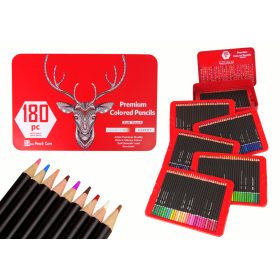 Kis művészkészlet fémtartályban, zsírkréták, 180 db.