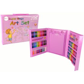 Művészi készlet rózsaszín bőrönd 208 elemből