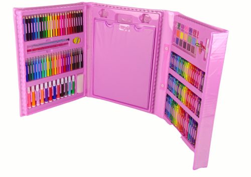 Művészi készlet rózsaszín bőrönd 208 elemből