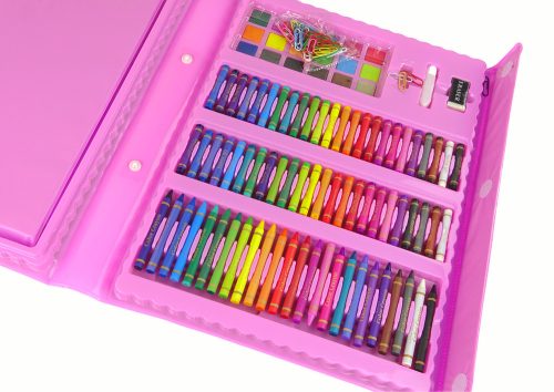 Művészi készlet rózsaszín bőrönd 208 elemből