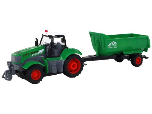 R/C traktor pótkocsival 1:24 Zölden világít