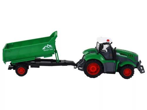 Távirányítós traktor utánfutóval 1:24 Zöld fényekkel