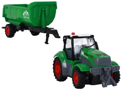 R/C traktor pótkocsival 1:24 Zölden világít