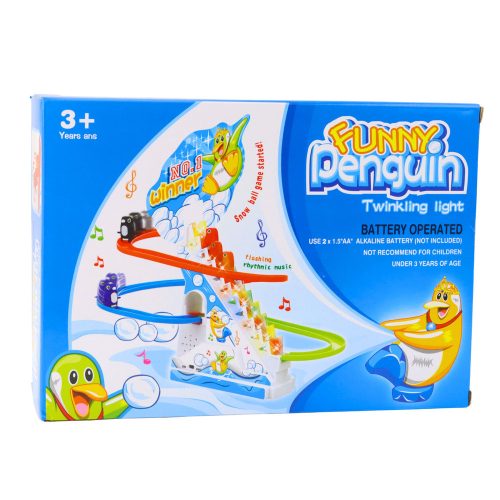 Vicces Penguin Race Racer Ice Slide Track gyerekeknek Toy Lights Hangok