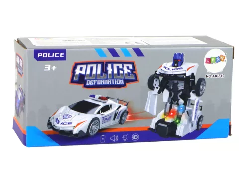 Robotautó Rendőrség Fehér 2 az 1-ben Átalakulás