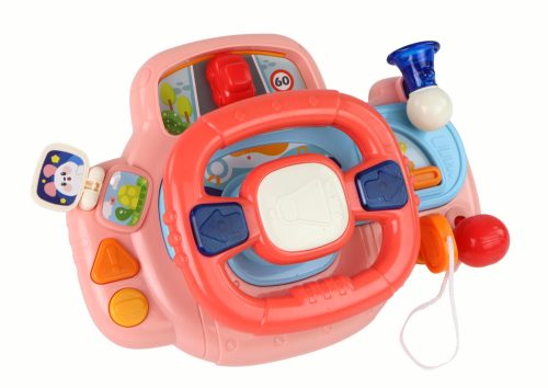 Interaktív rózsaszín kormánykerék-szimulátor multifunkciós