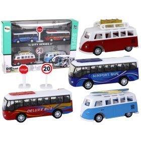 Lakókocsik Buszok Súrlódó Meghajtással 1:87 4 Darab