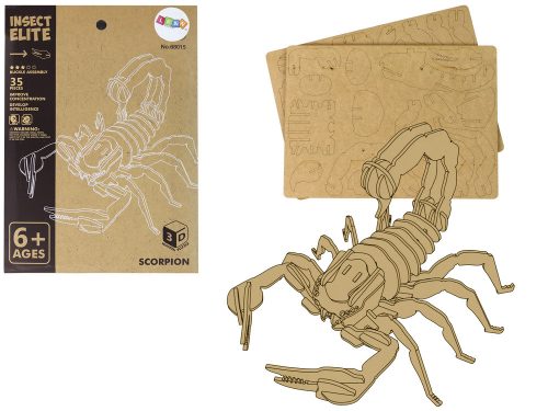 Fából készült 3D Scorpion puzzle oktatási összeállítás 35 darabból