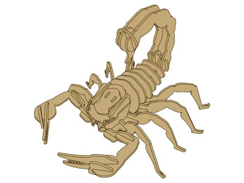 Fából készült 3D Scorpion puzzle oktatási összeállítás 35 darabból