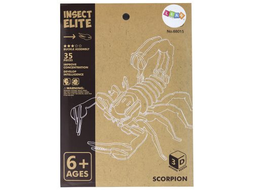 Fából készült 3D Scorpion puzzle oktatási összeállítás 35 darabból
