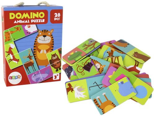 Logikai játék Kétoldalas Domino Animals Puzzle 10cm x 5cm 28 db.