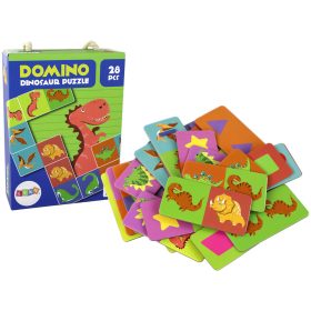   Logikai játék Kétoldalas puzzle Dominó dinoszauruszok 10cm x 5cm 28 db.