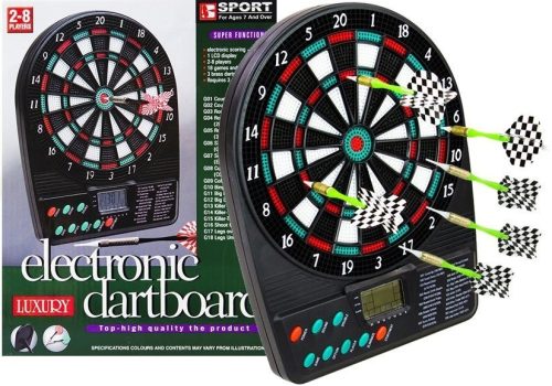 Elektronikus darts tábla, LED-es eredménykijelző, darts tábla, 18 játék, 3 darts, 12 póthegy