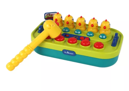 Arcade játék Whac-a-Mole Chickens Hammer Lights Hangok Elemről működik