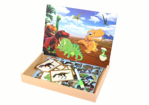 Oktató mágneses rejtvénykészlet dinoszauruszokkal
