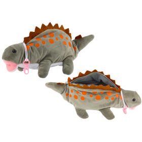   Plüss dinoszauruszos tolltartó tárolódoboz medál szürke