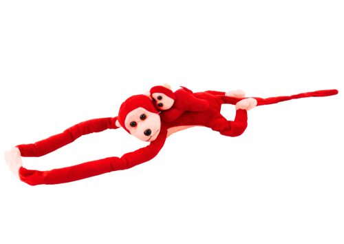 Mascot plüss majom babával, piros 70 cm