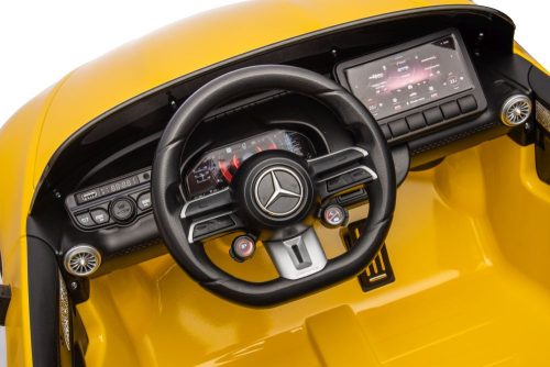 Mercedes AMG SL63 akkumulátoros autó, sárga fényezéssel