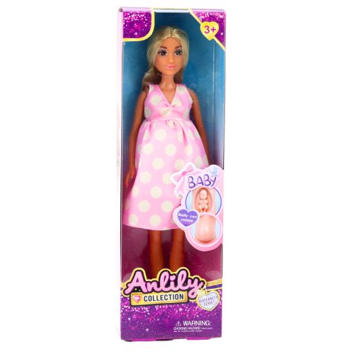 Gyermek baba Anlily Princess hosszú, sötét hajú sárga ruha