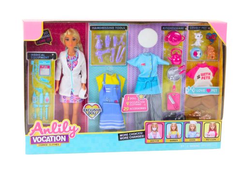 Anlily 4 az 1-ben baba Doktor Fodrász Szakács Állatok Ruha Kiegészítők