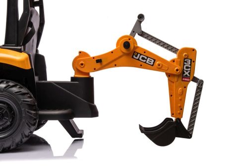 JCB akkumulátoros kotrógép sárga vödörrel