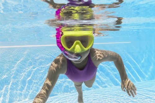 Sárga és rózsaszín búvármaszk snorkel Bestway 24036-al