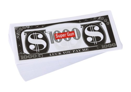 Pénzpisztoly lövöldözés piros indító pénzpisztoly bankjegyek