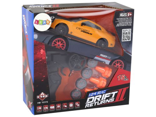 Távirányítós sportautó R/C 1:24 sárga cserélhető kerekek