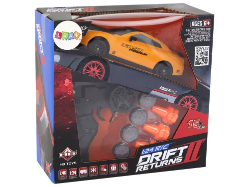 Távirányítós sportautó R/C 1:24 sárga cserélhető kerekek