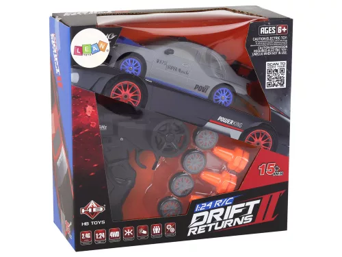 Távirányítós sportautó R/C 1:24 szürke cserélhető kerekek