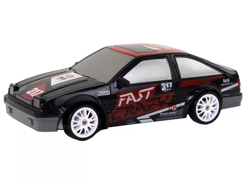 Távirányítós sportautó R/C 1:24 fekete cserélhető kerekek