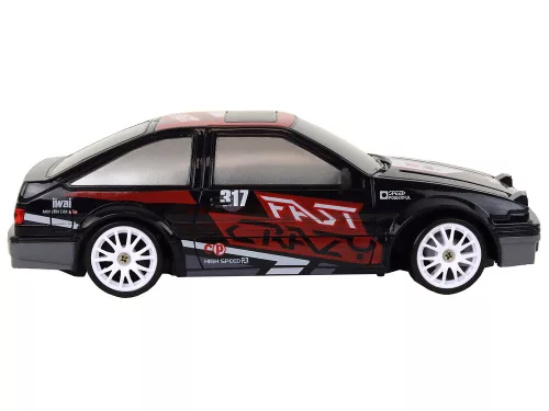 Távirányítós sportautó R/C 1:24 fekete cserélhető kerekek
