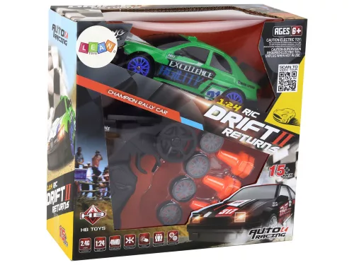 Távirányítós sportautó R/C 1:24 zöld, cserélhető kerekek