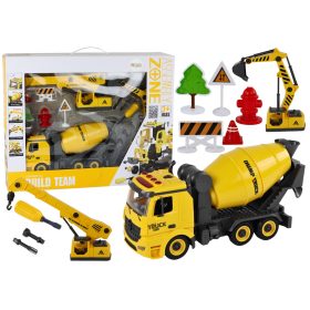   Építőipari járművek Sound Light 1:12 barkács betonkeverő daru kotró