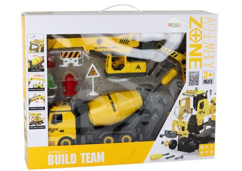 Építőipari járművek Sound Light 1:12 barkács betonkeverő daru kotró