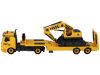 Összecsukható vontató teherautó lánctalpas kotrógéppel, hangfény, barkács, sárga