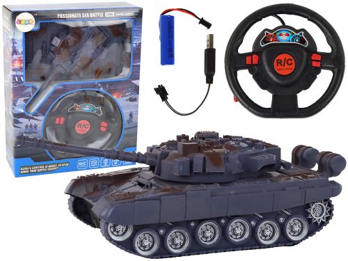 R/C Tank távirányítós fények hangzás sötétkék 1:18 27MHz