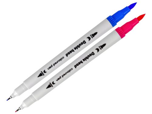 12 db kétoldalas jelölő készlet különböző színekben egy rendezőben