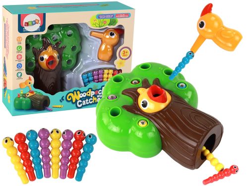 Mágneses ügyességi játék: Kapd el a férget és etesd meg a madarat