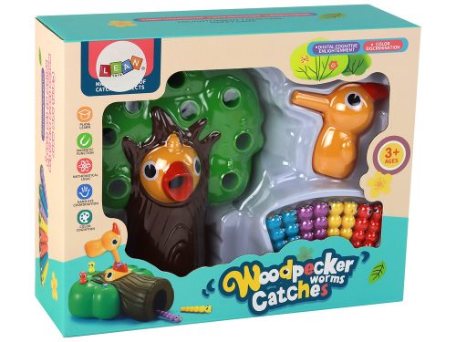 Mágneses ügyességi játék: Kapd el a férget és etesd meg a madarat