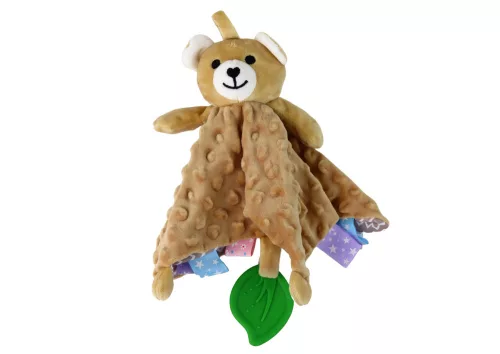 Teddy maci, plüss, bújós játék, takaró, csapok, fogó, csörgő
